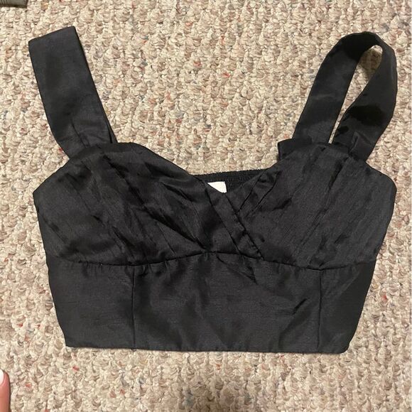 Aritzia Wilfred Rhapsody Crop Blouse Black- Size 4 - Picture 1 of 8